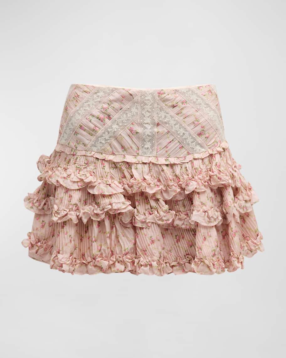 Robeina Floral Tiered Ruffle Mini Skirt product image