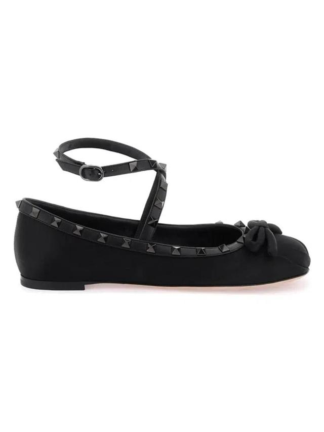 Valentino Rockstud Patent Ballet Flat In Nero Product Image