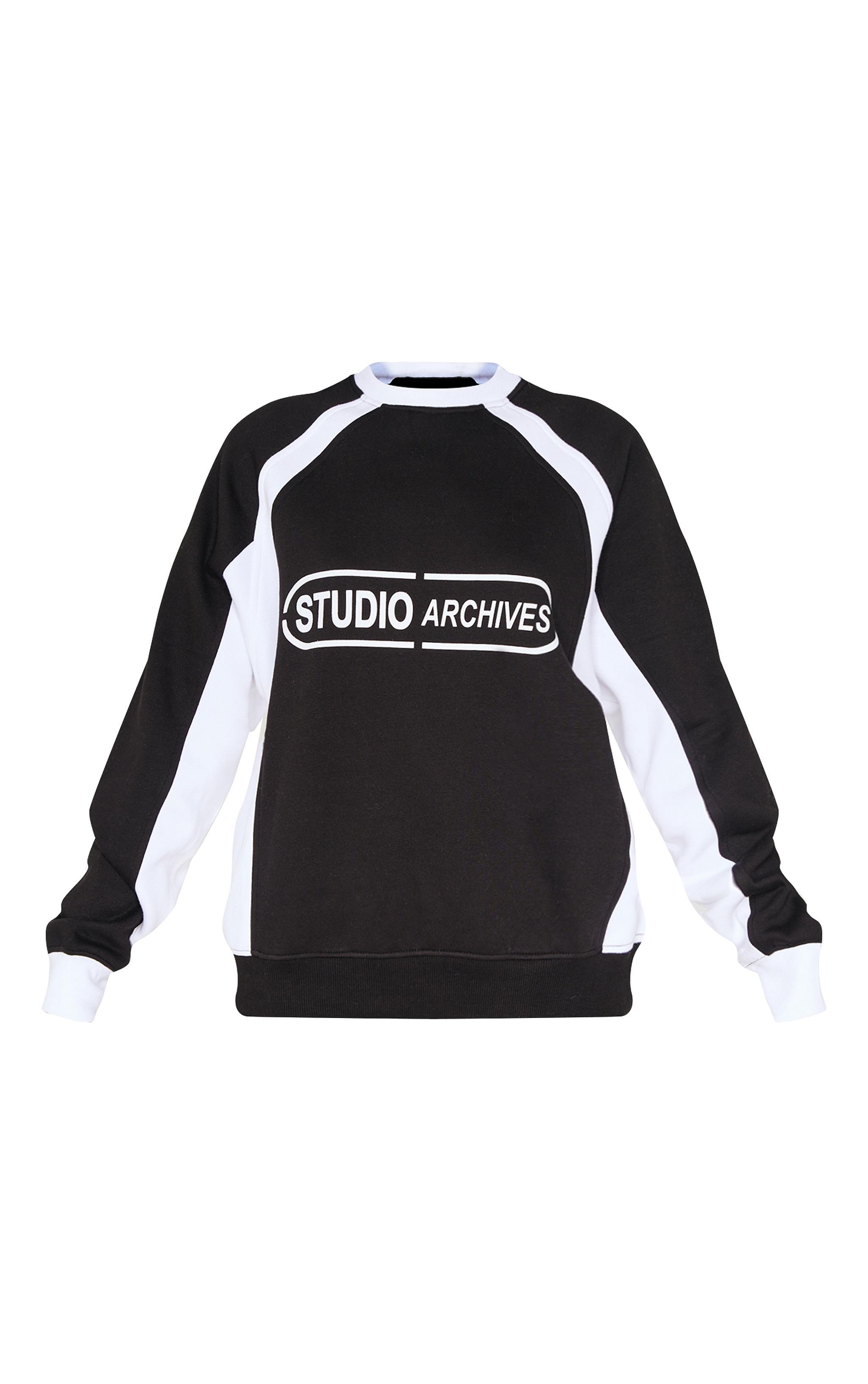  Black Contrast Panel Studio Archives Sweatshirt Product Image