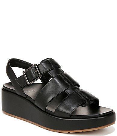 Vionic Delano Leather Platform Wedge Sandals Product Image