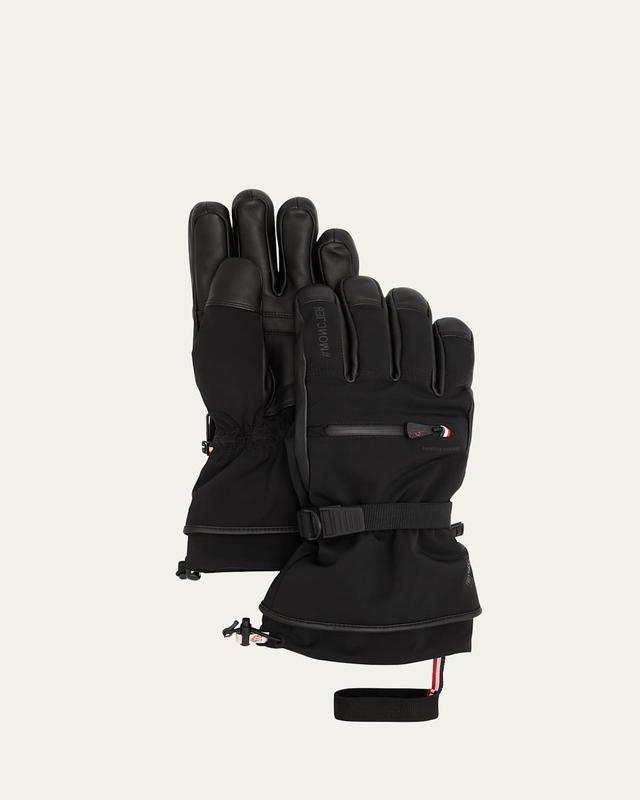 MONCLER Men's Padded Contrast Ski Gloves In Brown Product Image