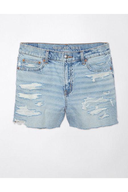 AE Strigid Super High-Waisted Relaxed Denim Short Women's Product Image