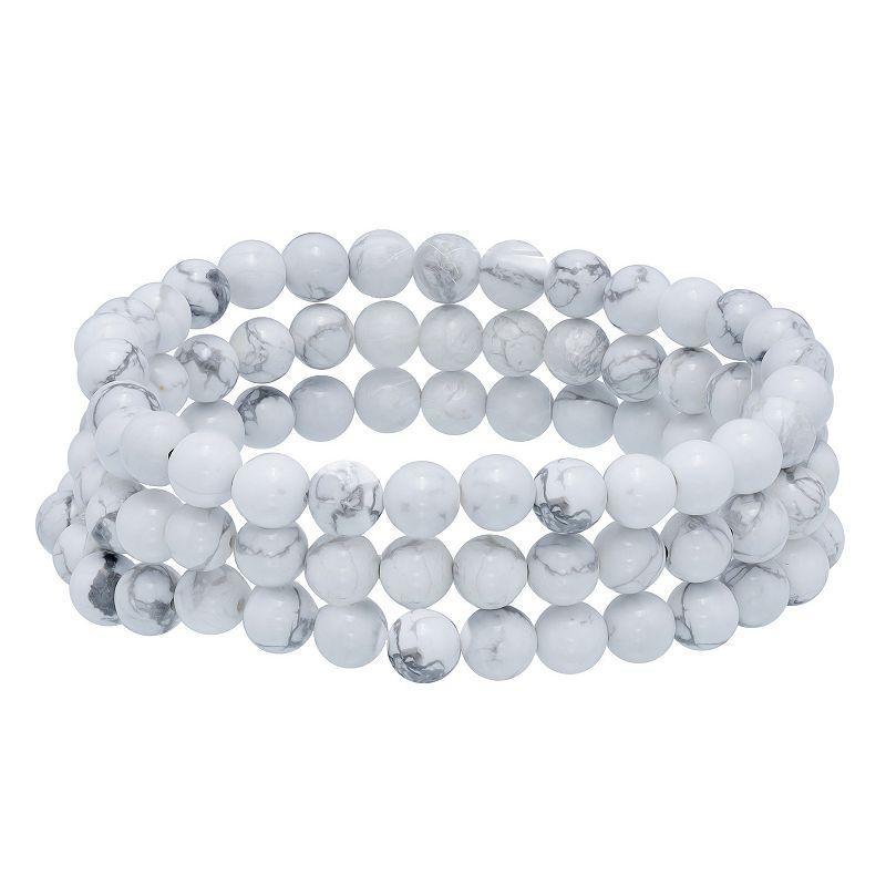 Aleure Precioso Beaded 3-Row Stretch Bracelet, Womens Howlite Product Image