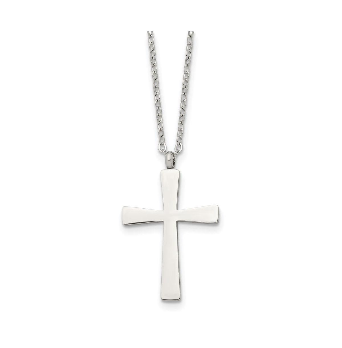 Chisel Polished Large Cross Pendant on a 18 inch Cable Chain Necklace Product Image