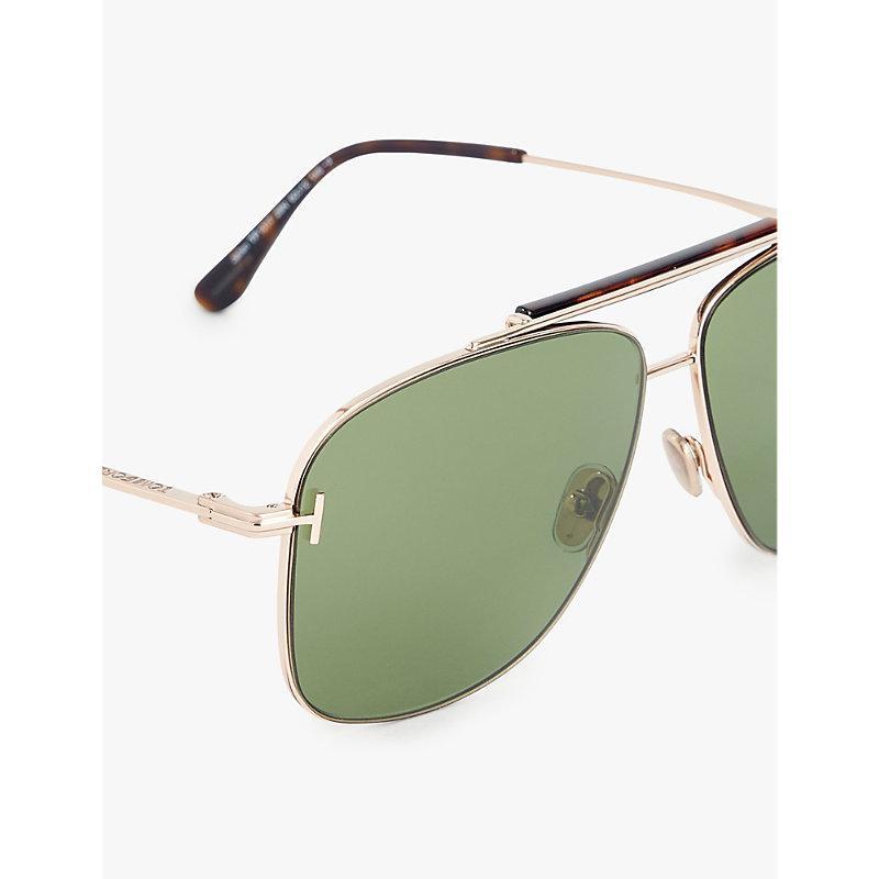 Mens Shiny Rose Gold Ft1017 Jaden Irregular-frame Acetate Sunglasses In Gold / Green / Jade / Rose / Rose Gold Product Image