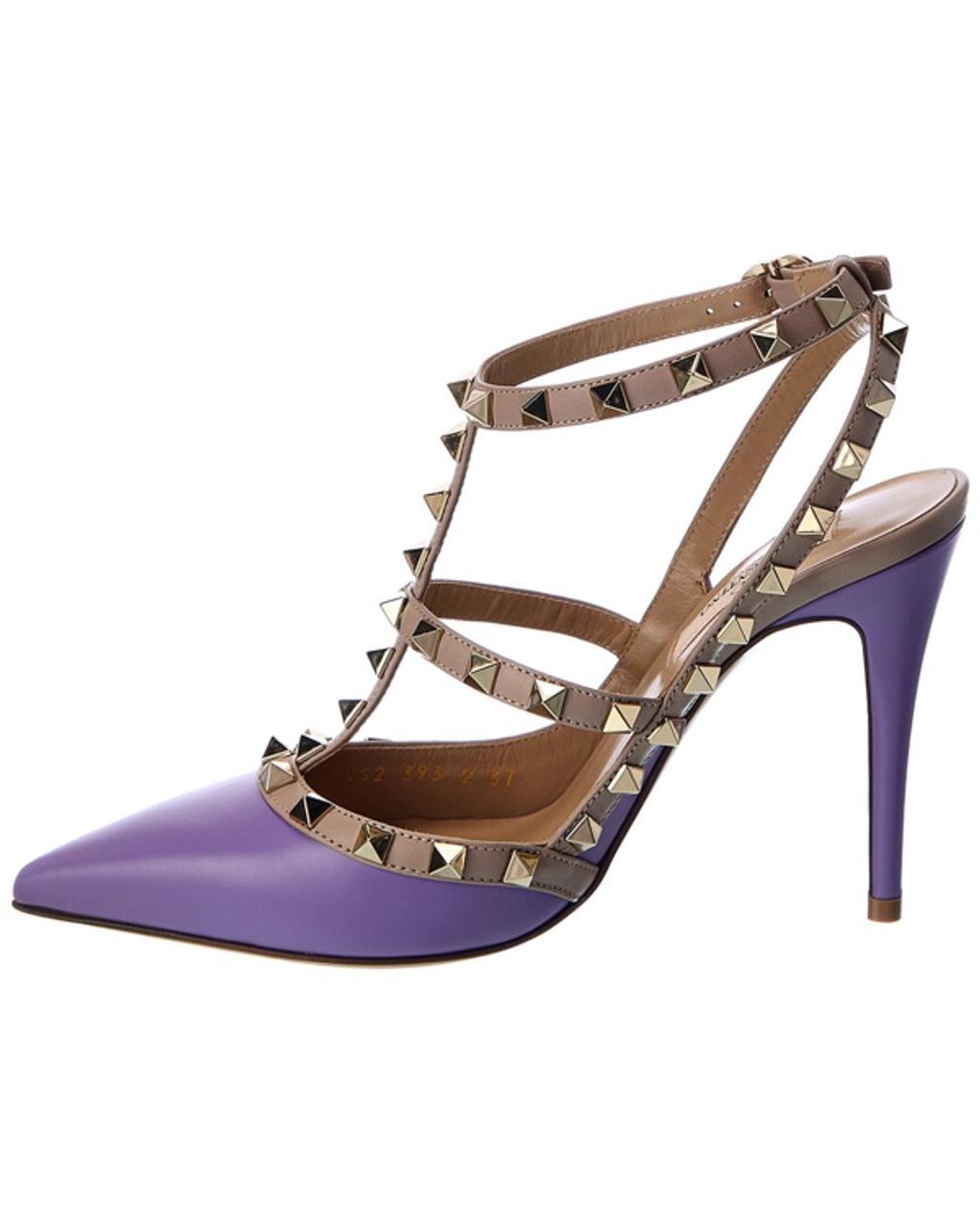 Rockstud Caged 100 Leather Pump In Purple Product Image