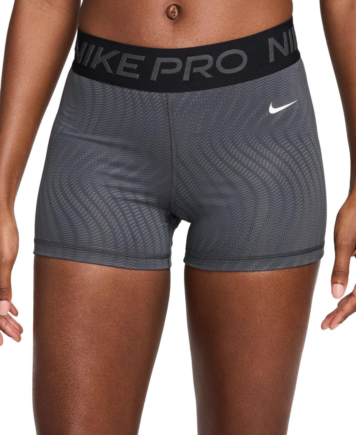 Nike Womens Pro Dri-fit Mid-Rise 3 Printed Shorts - Anthracite Product Image