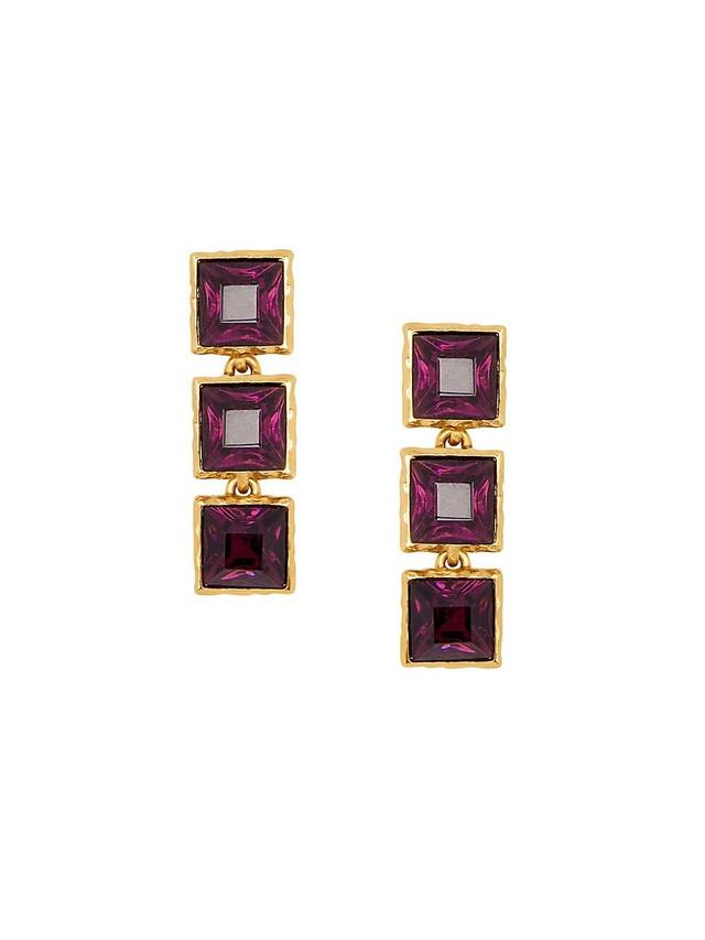 Womens Goldtone & Glass Crystal Tennis Earrings Product Image