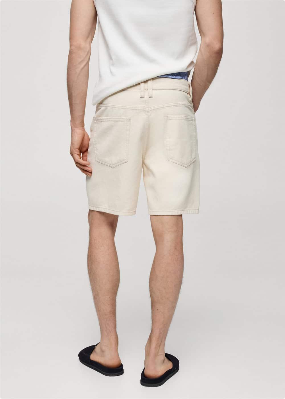 MANGO MAN - Regular fit denim Bermuda shorts ecruMen Product Image