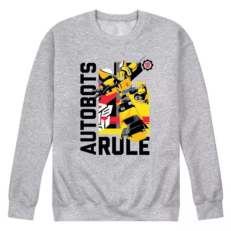 Mens Transformers Autobots Rule Fleece Sweatshirt Grey Gray Product Image