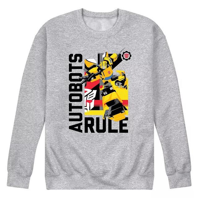 Mens Transformers Autobots Rule Fleece Sweatshirt Grey Gray Product Image