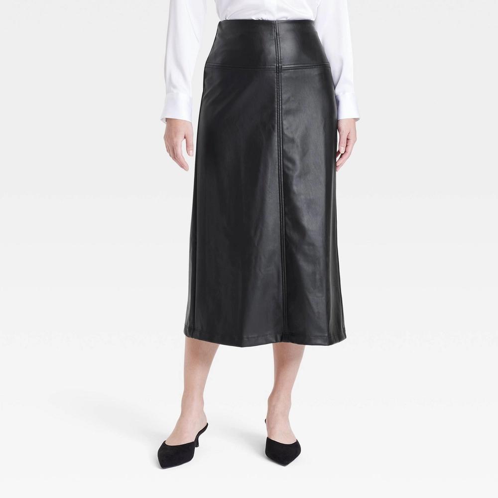 Womens Faux Leather Midi Skirt - A New Day product image