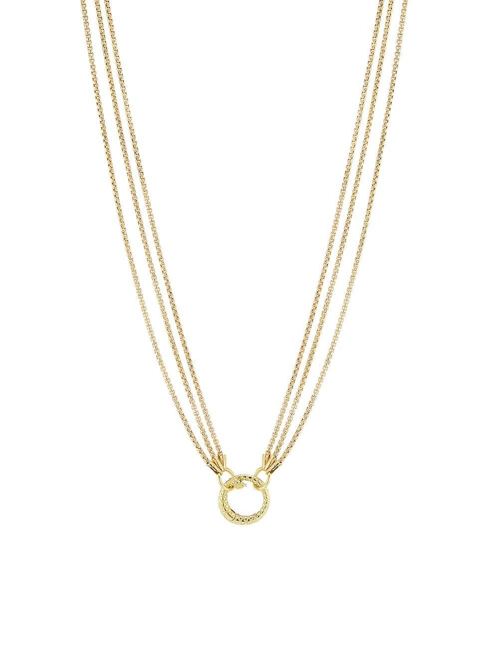 Womens 18K Yellow Gold Three-Strand Box Chain Necklace Product Image