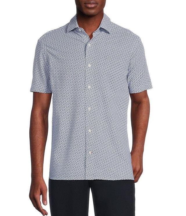 Cremieux Blue Label Floral Knit Pique Oxford Short Sleeve Woven Shirt Product Image