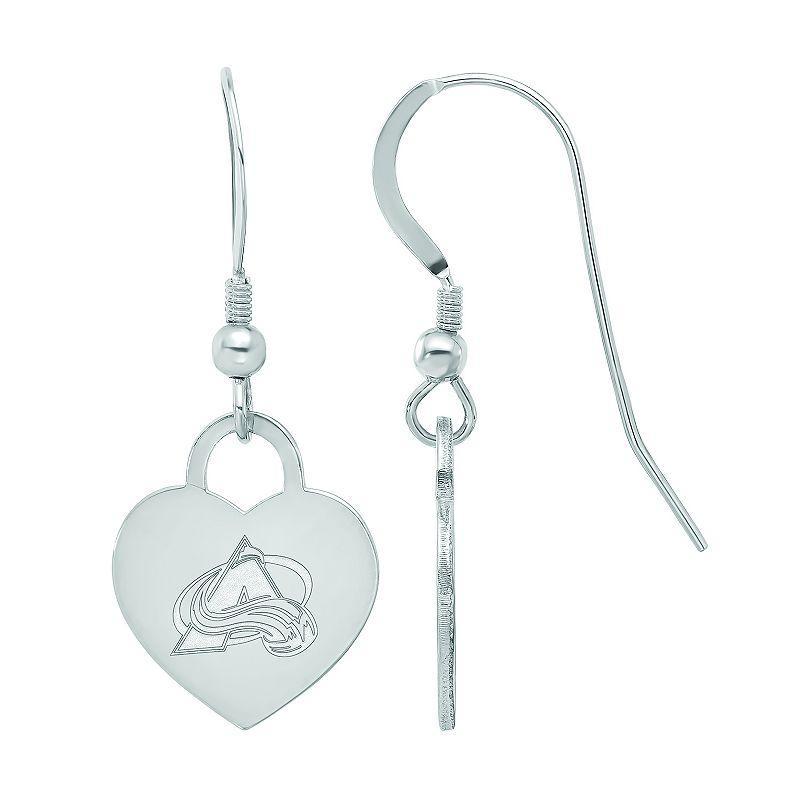 LogoArt Sterling Silver Colorado Avalanche Heart Drop Earrings, Womens Product Image