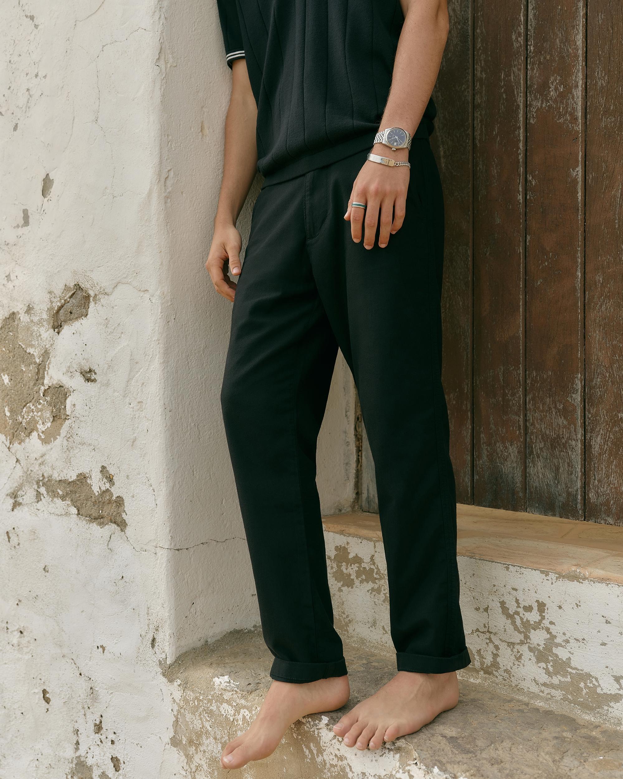 Slim Straight Linen-Blend Pants Product Image