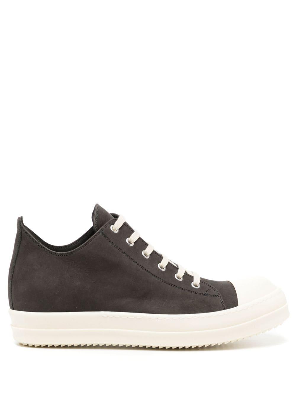 Rubber-toecap Leather Sneakers In Black Product Image