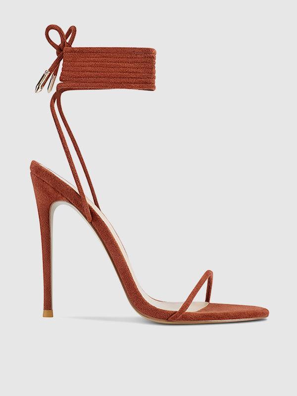 Barely There Lace Up Heel - Choco product image