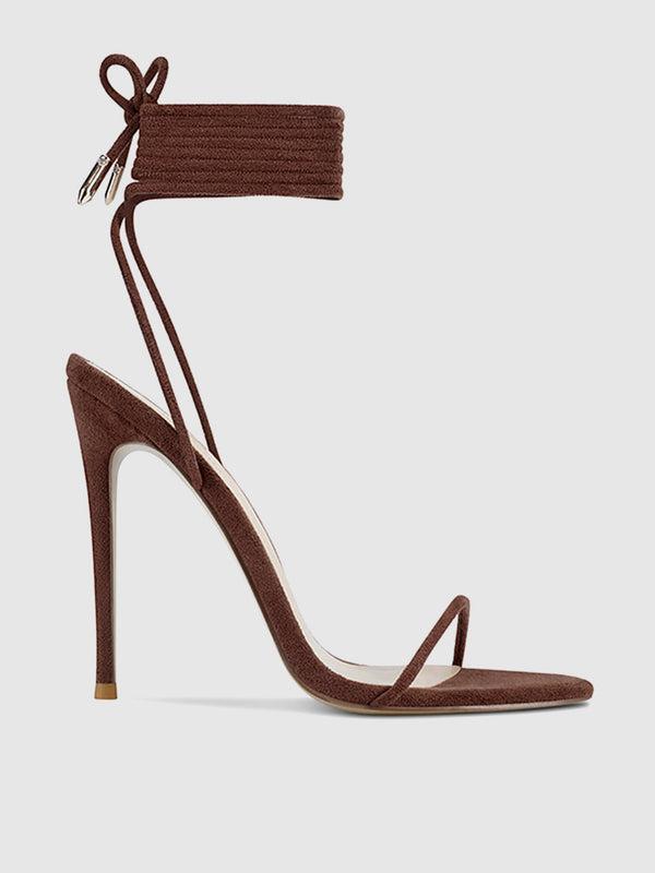 Barely There Lace Up Heel - Choco Product Image