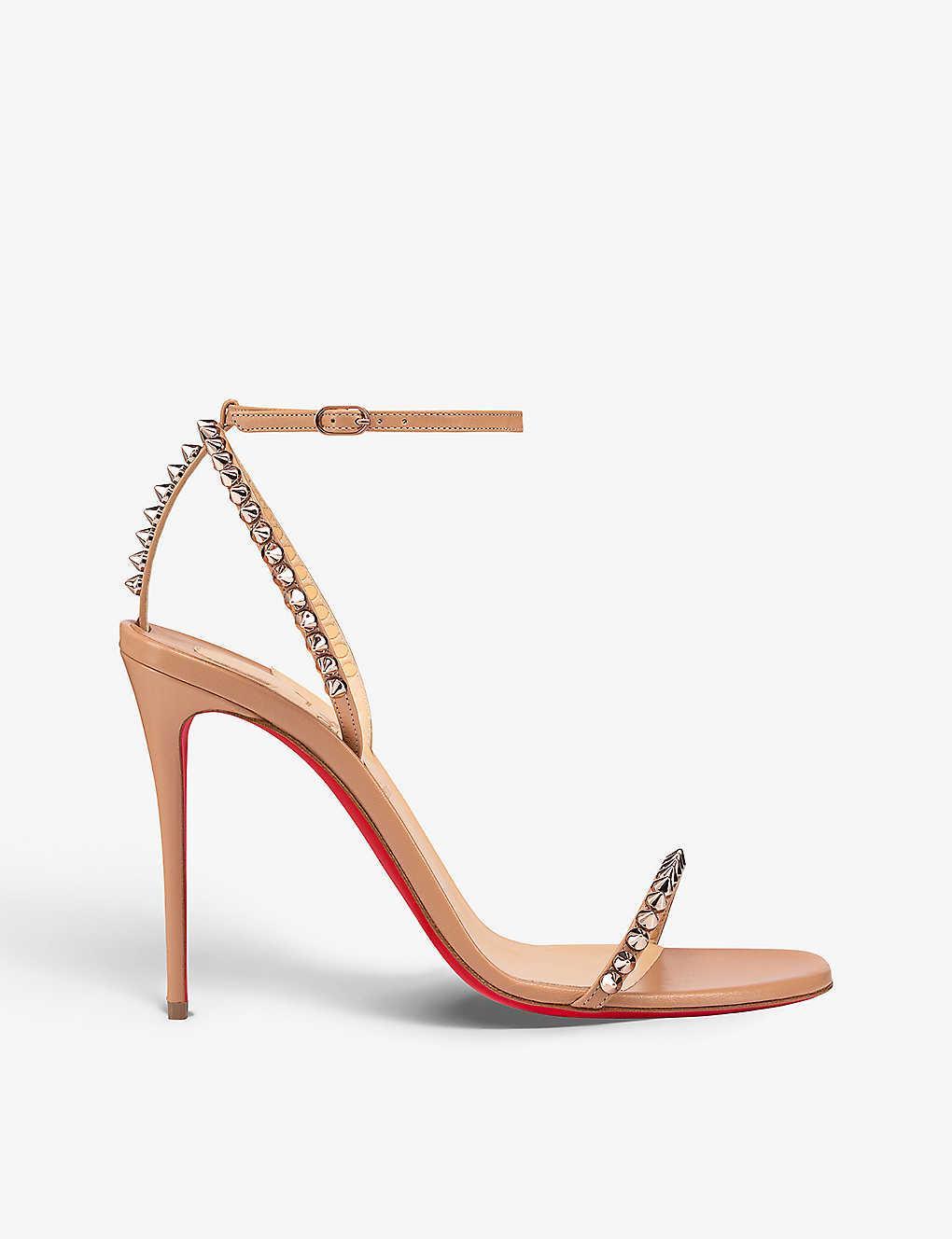 CHRISTIAN LOUBOUTIN So Me 100 Studded Leather Sandals In Beige Product Image