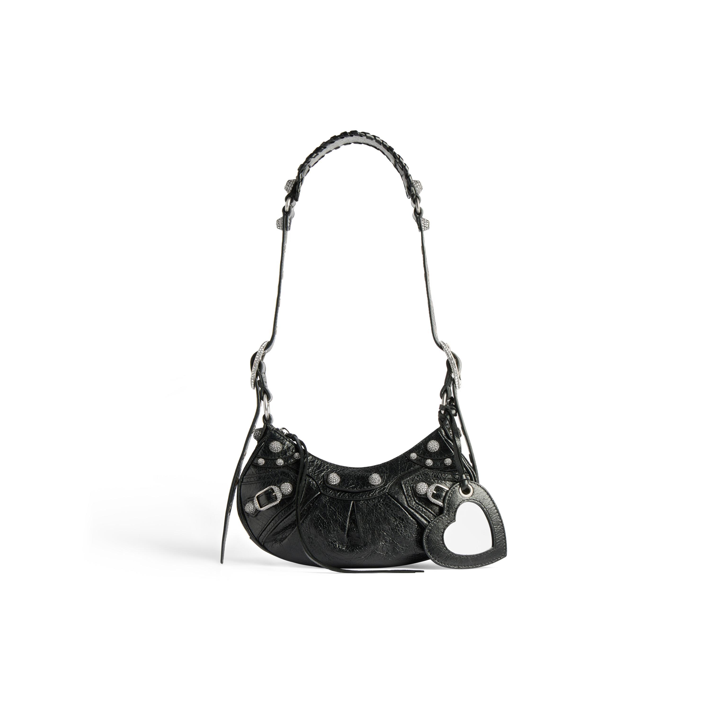 Women's Le Cagole Xs Shoulder Bag With Rhinestones in Black Product Image