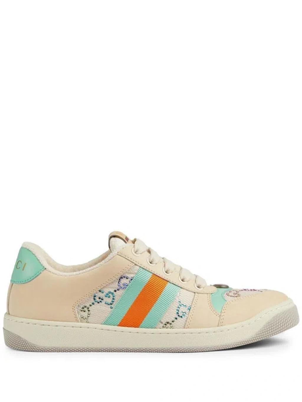 Turquoise Leather Sneakers For Women In Multicolor Product Image