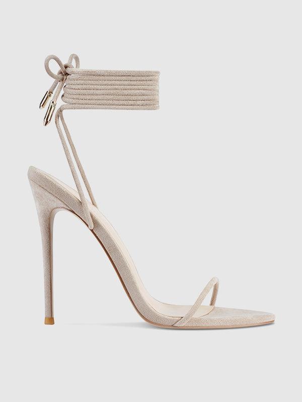 Barely There Lace Up Heel - Nude Product Image