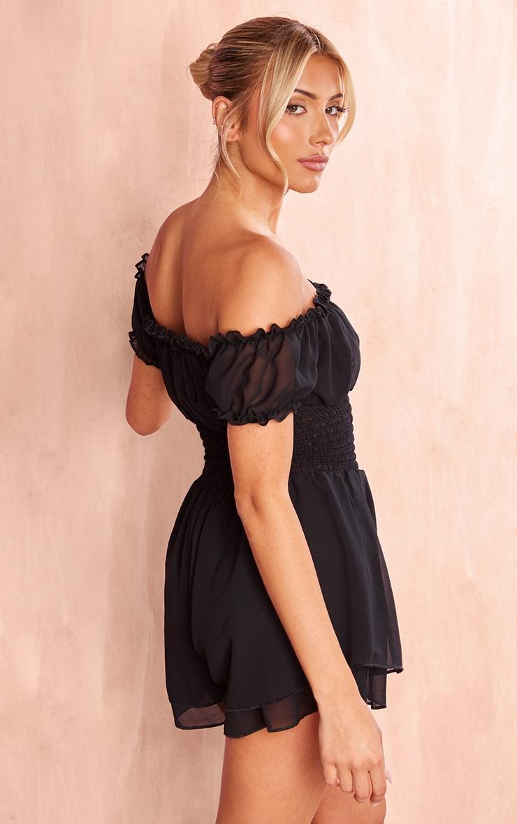 Black Mesh Bardot Floaty Romper Product Image