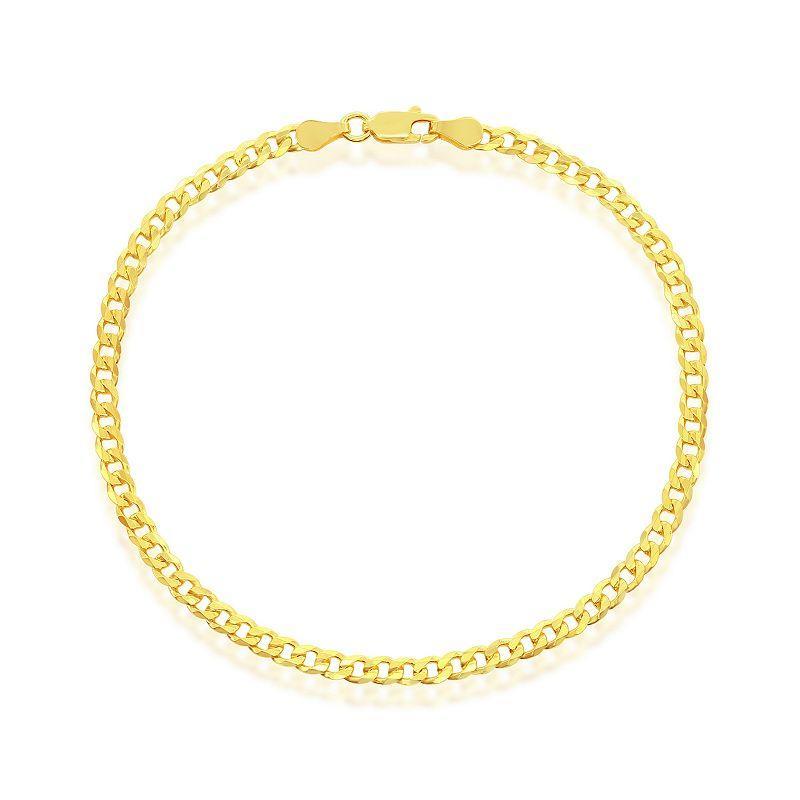 Argento Bella Sterling Silver Cuban Chain Anklet, Womens Gold Tone Product Image