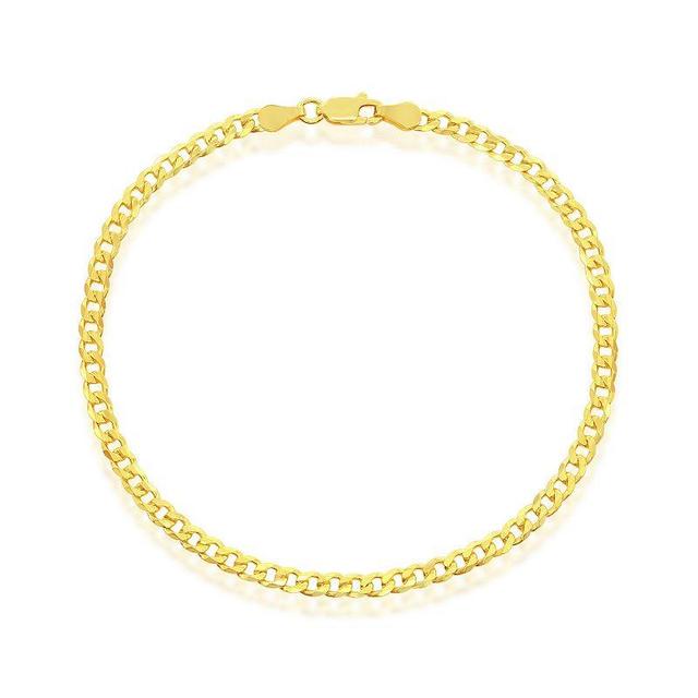 Argento Bella Sterling Silver Cuban Chain Anklet, Womens Gold Tone Product Image