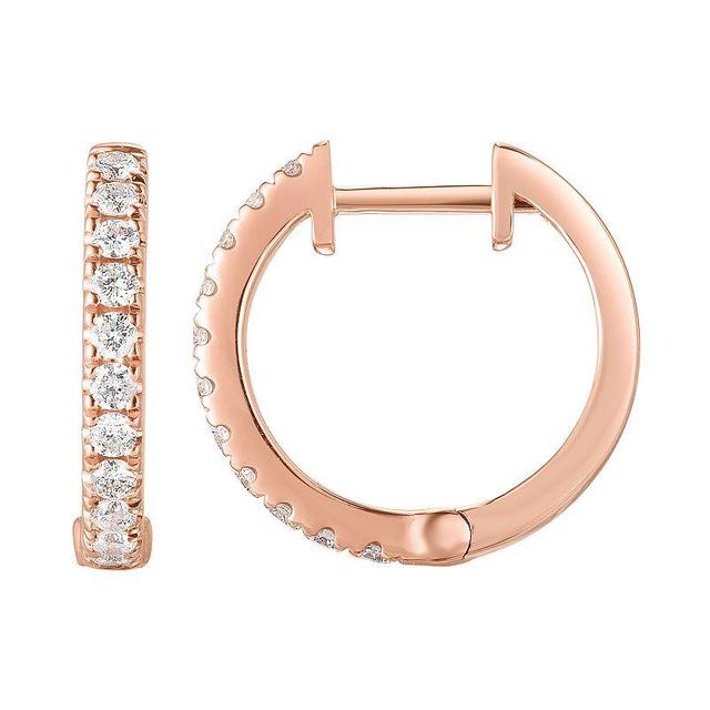 14k Gold 1/2 Carat T.W. Diamond Huggie Hoop Earrings, Womens, White Product Image