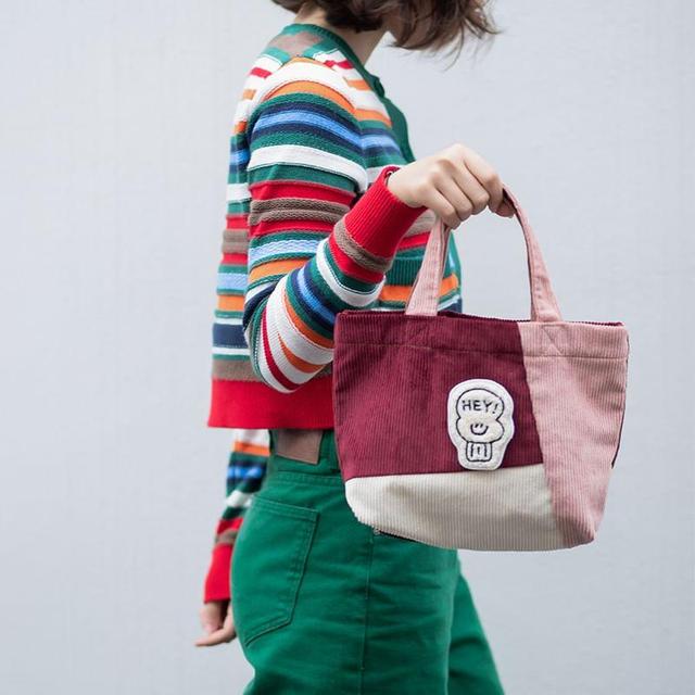 Color Block Corduroy Lunch Bag Product Image