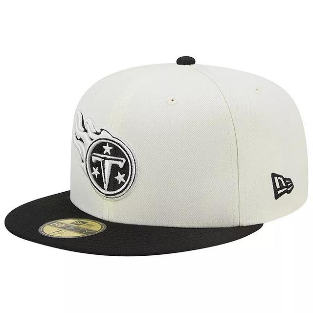 Mens New Era Cream/Black Tennessee Titans Chrome Collection 59FIFTY Fitted Hat Product Image