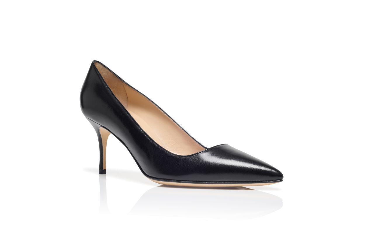 BB 70 Black Leather Pointed Toe Pumps Product Image