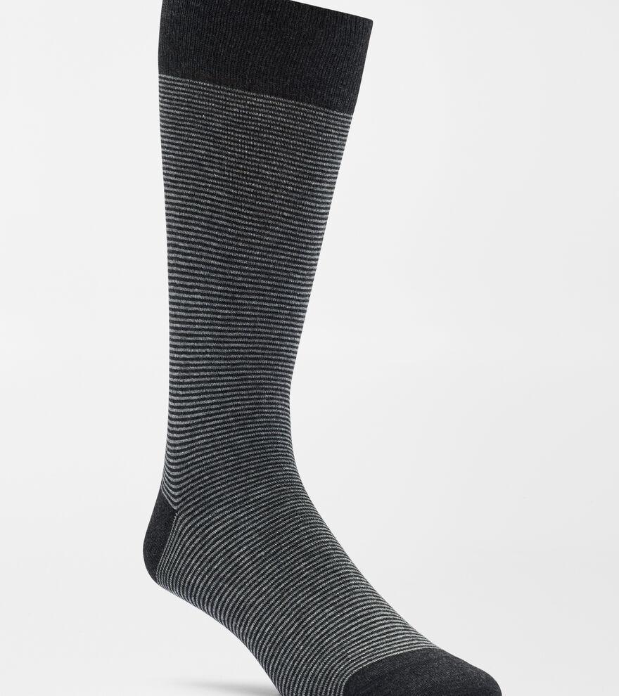 Peter Millar Mens Needle Stripe Crew Sock | Color: Charcoal | Size: OS Product Image