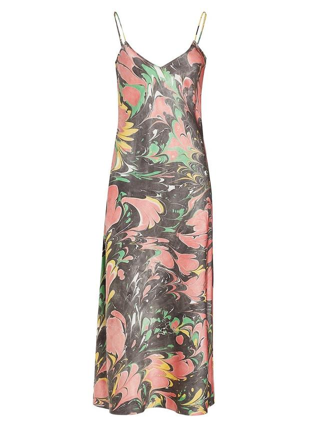 Womens Floral Silk Charmeuse Slip Dress Product Image