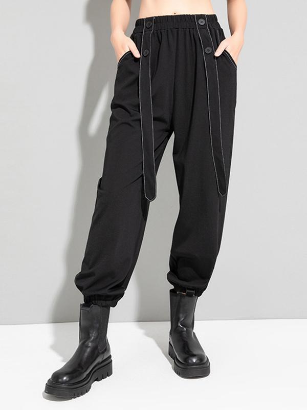 Urban High-Waisted Black Casual Pants Bottoms Harem Pants Product Image