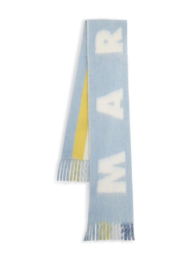 Mens Striped Logo Wool-Blend Scarf Product Image