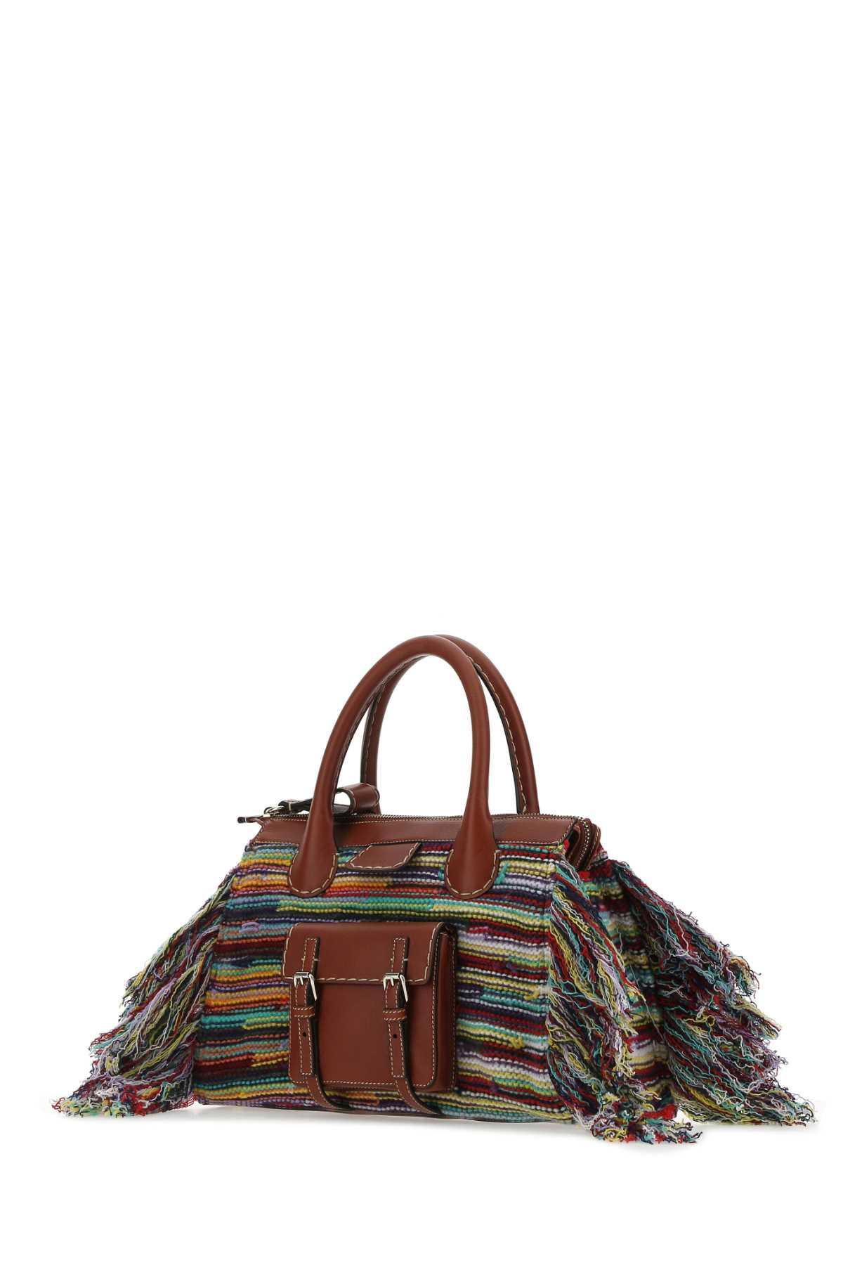 Medium Edith Fringed Leather And Cashmere Shoulder Bag In Multicolor Product Image