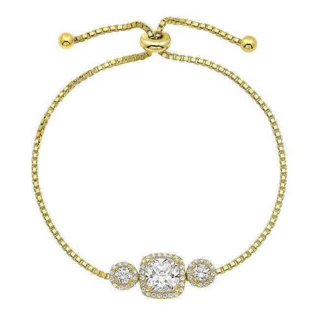 14k Gold Over Sterling Silver Cubic Zirconia Adjustable Bracelet, Womens Gold Tone Product Image