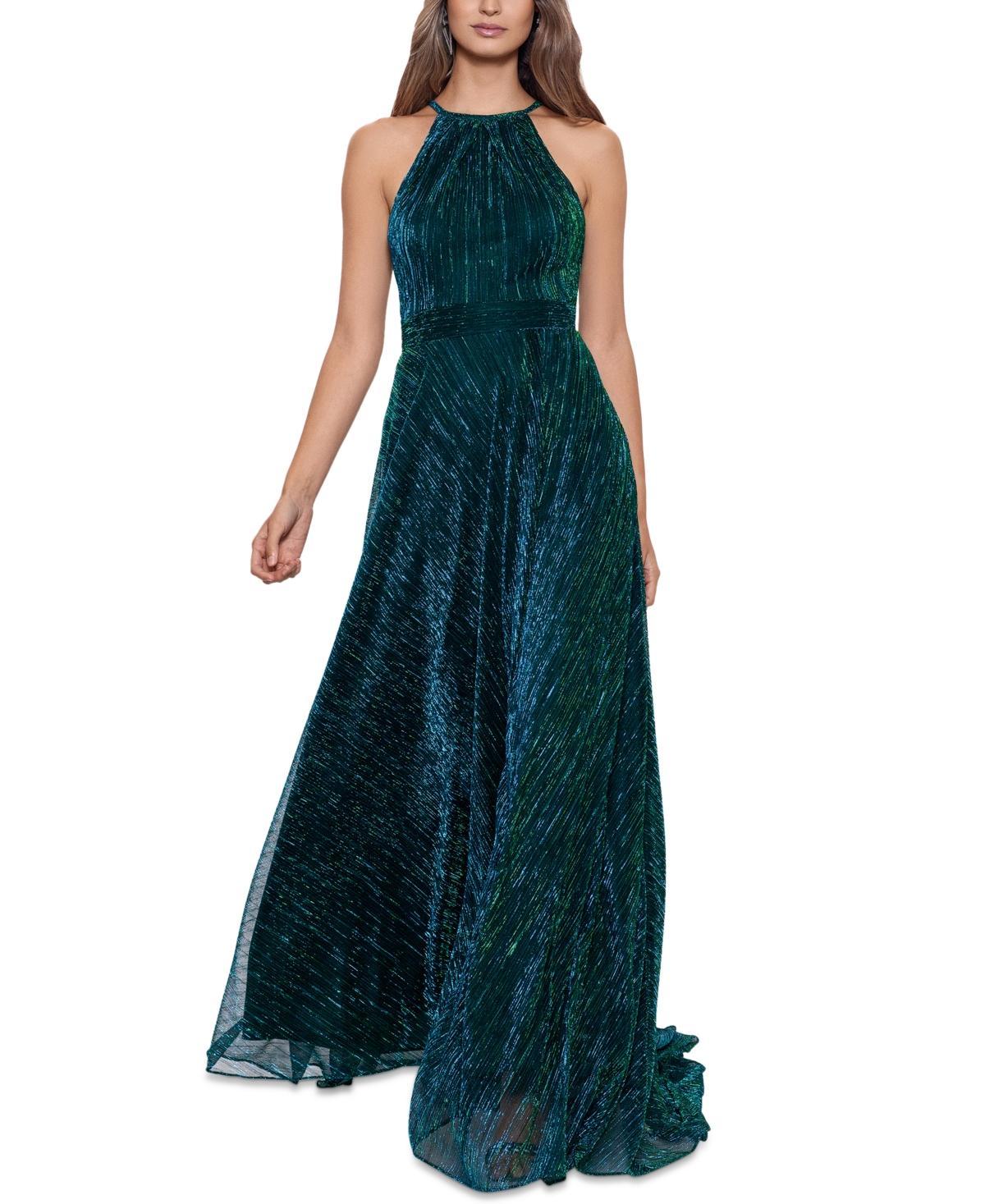 Betsy & Adam Metallic Crinkle Gown Product Image