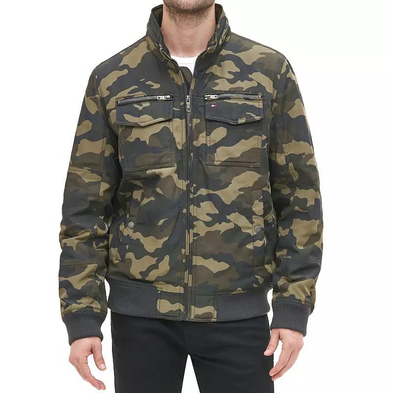 Big & Tall Tommy Hilfiger Midweight Water Resistant Performance Bomber Jacket, Mens Green Product Image