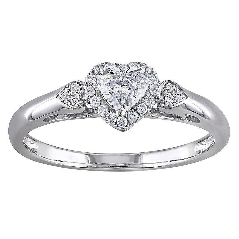 Stella Grace 14k White Gold 3/8 Carat T.W. Diamond Heart Halo Engagement Ring, Womens Product Image