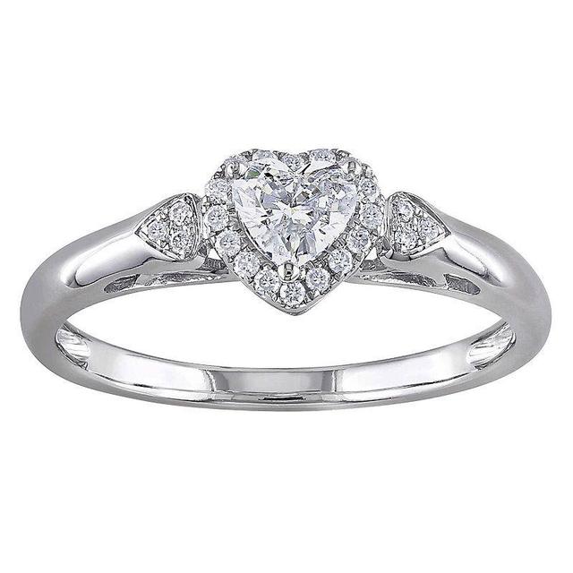 Stella Grace 14k White Gold 3/8 Carat T.W. Diamond Heart Halo Engagement Ring, Womens Product Image