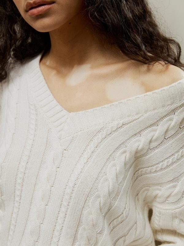 Cable-Knit Wool-Cashmere Blend Sweater Product Image