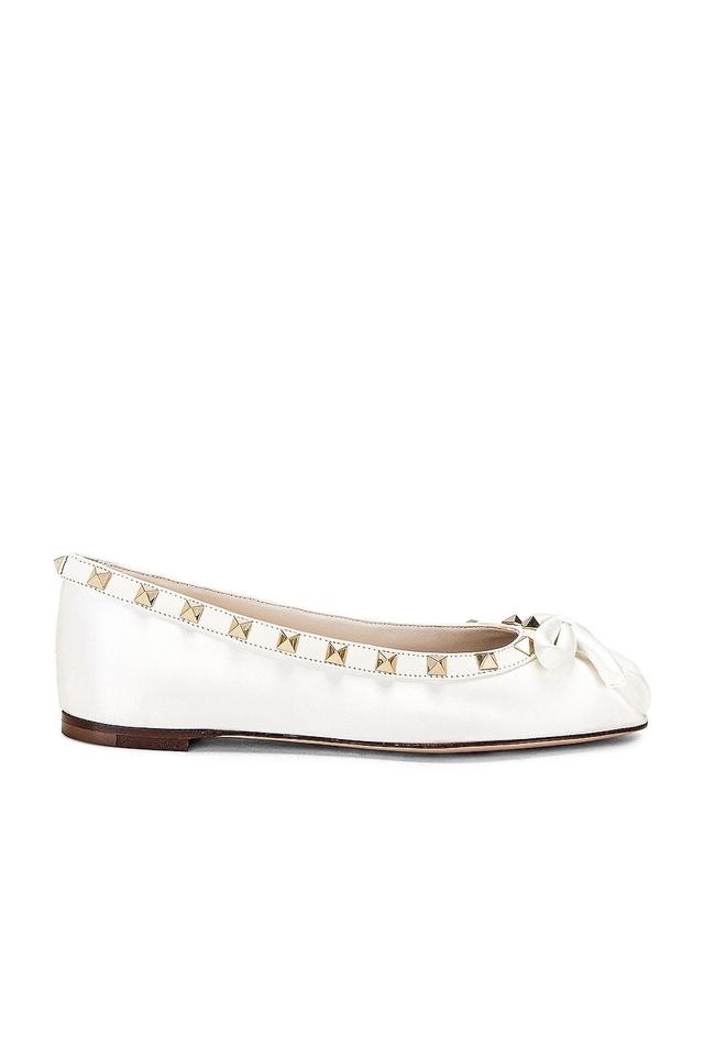 Valentino Garavani Rockstud Ballerina Flat in Ivory Product Image