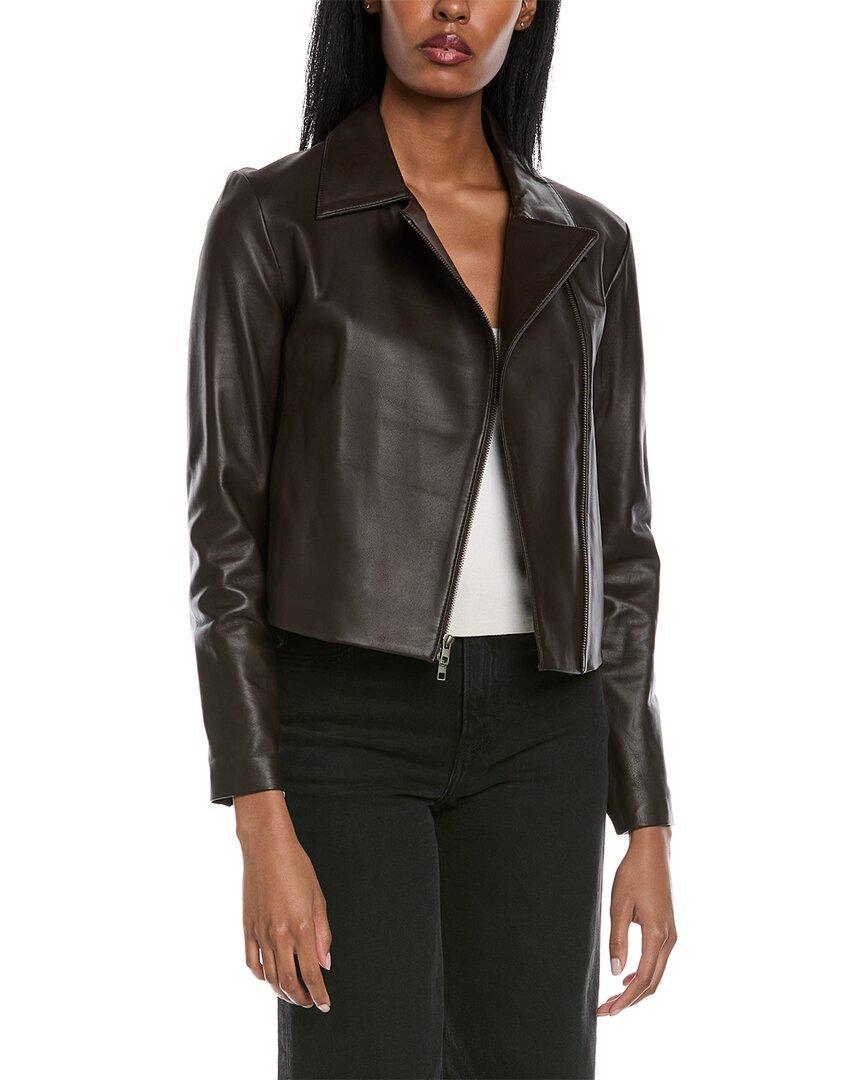 Classic Leather Jacket In Brown Product Image