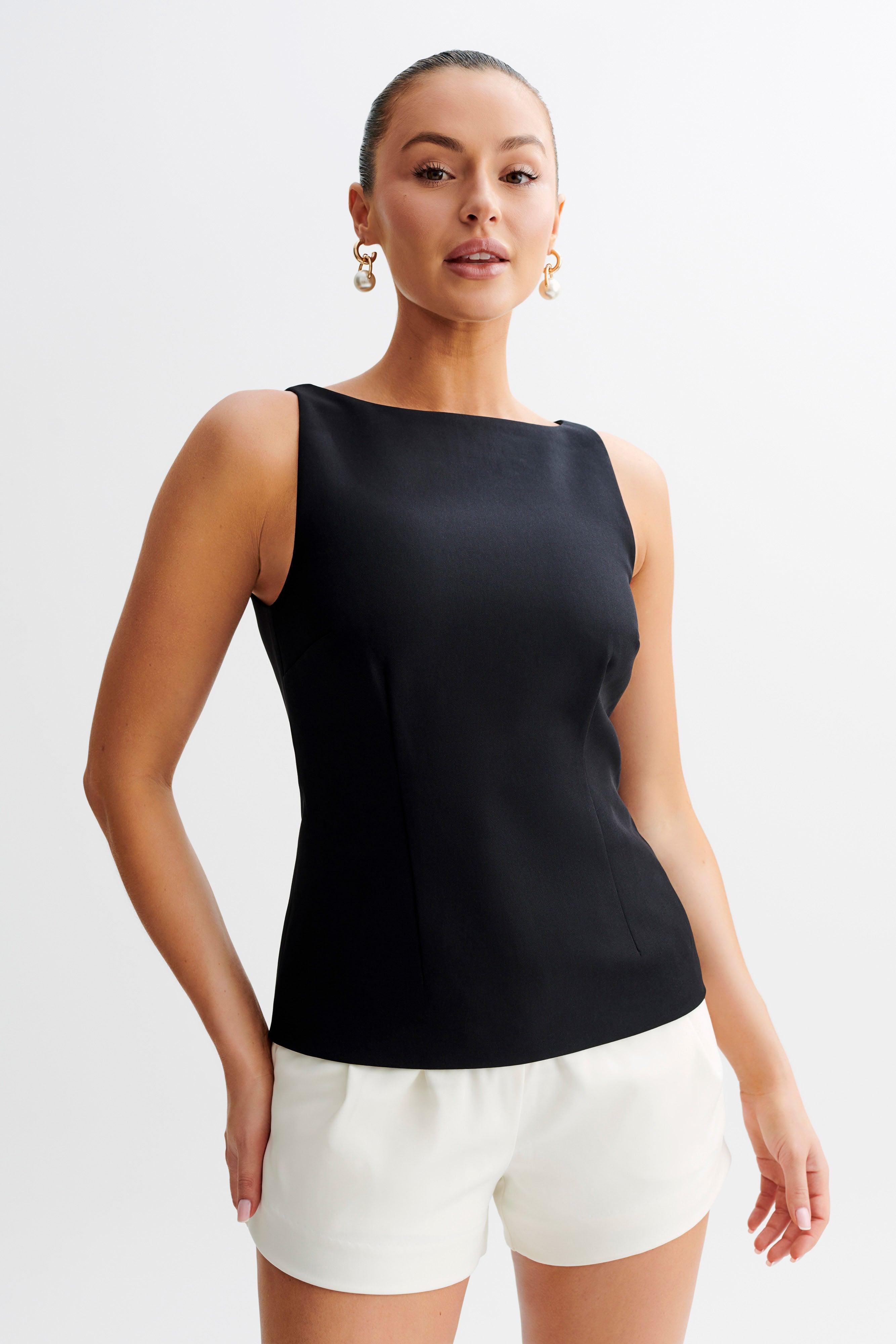 Angela Sleeveless Suiting Top - Black Product Image