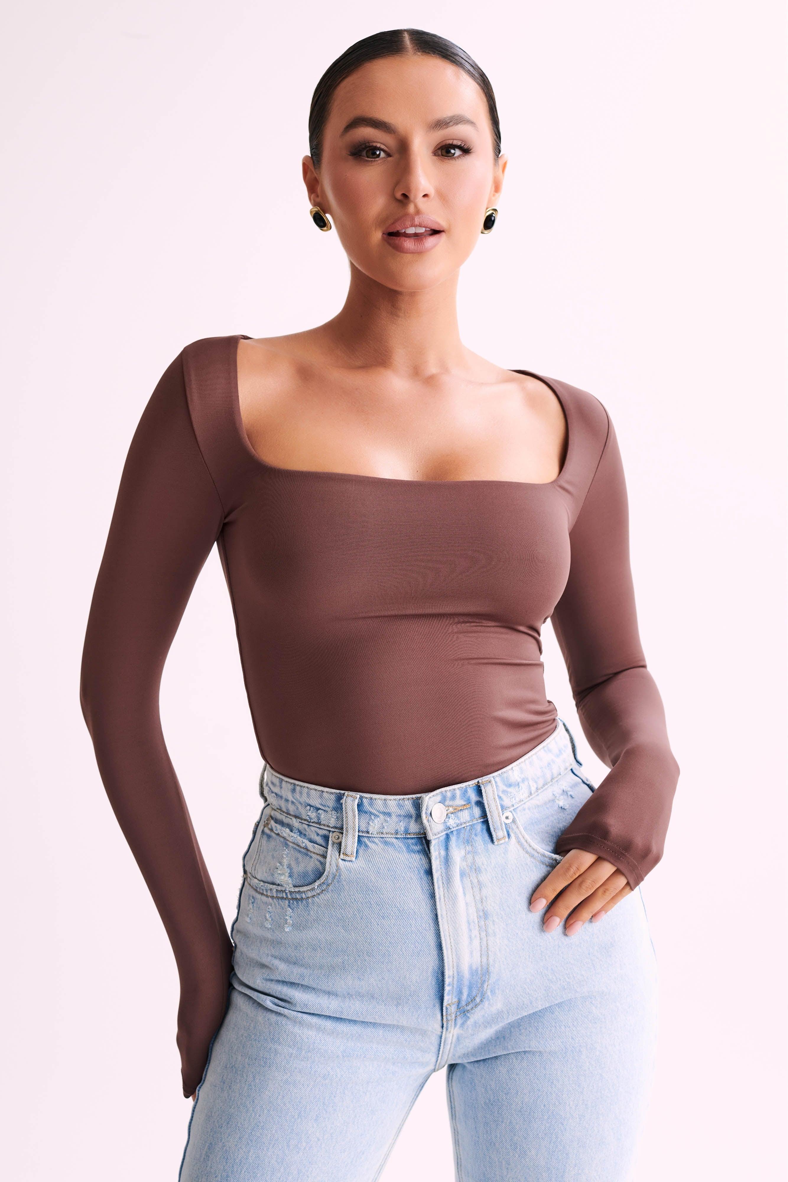 Bridget Recycled Nylon Long Sleeve Top - Mocha product image