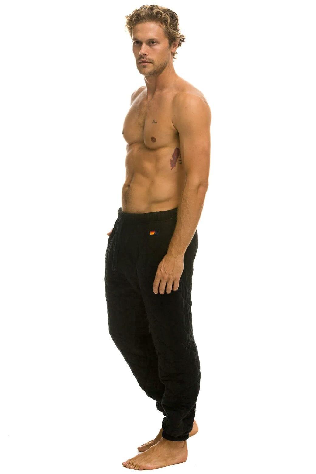 QUILTED SWEATPANTS - BLACK Male Product Image